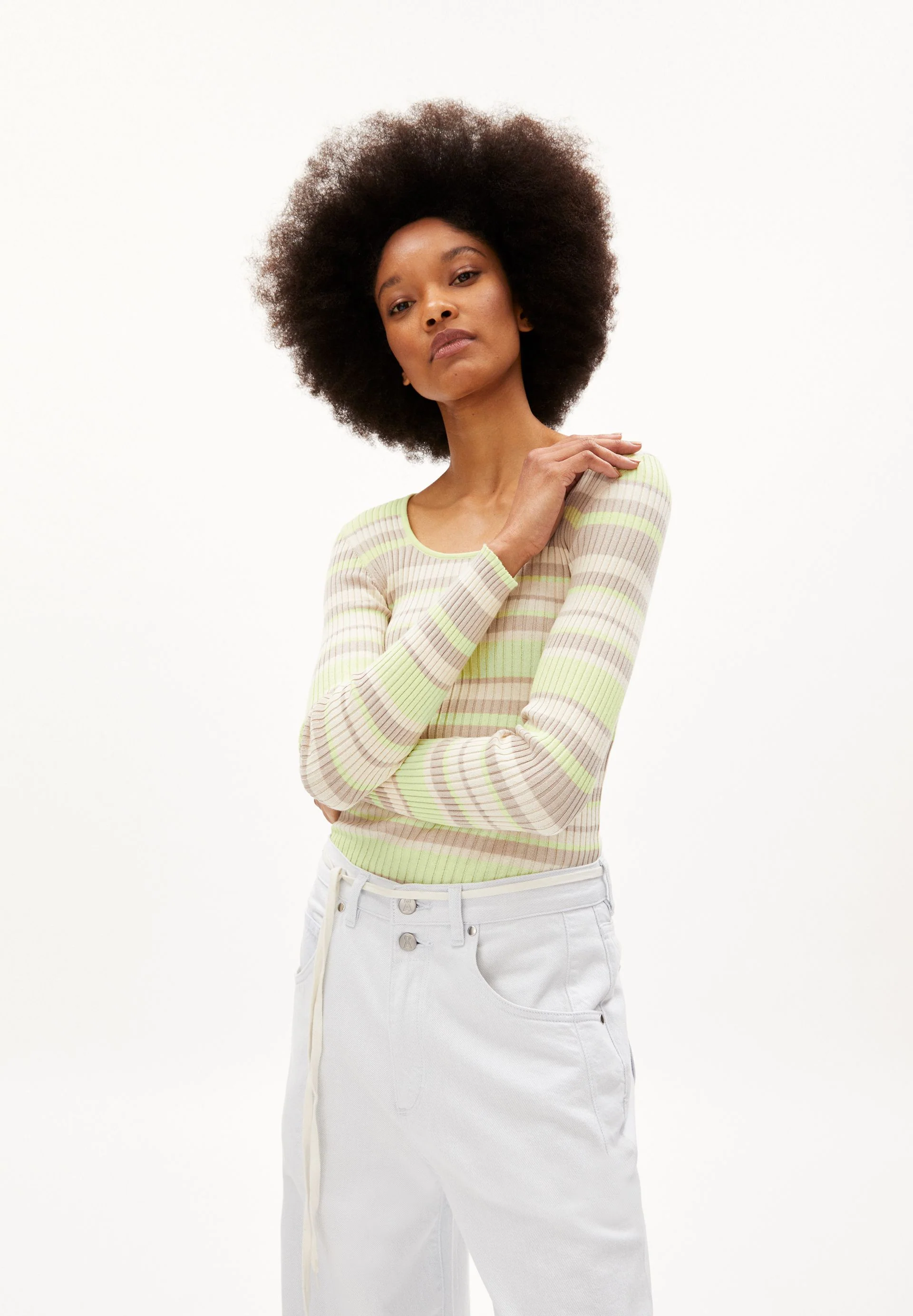 ALAANIA CREW MULTICOLOR | light lime-light desert