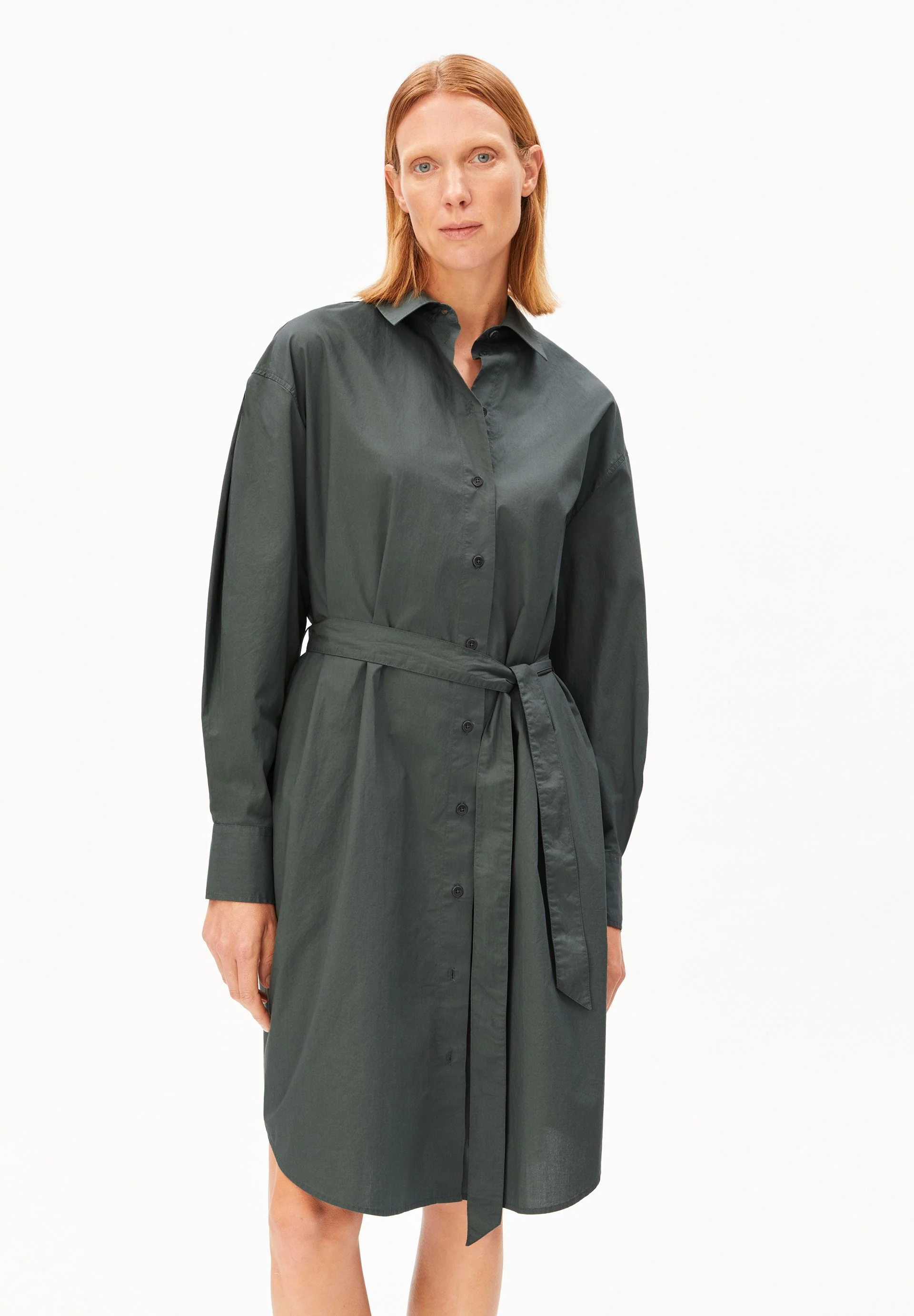 BARREL POPLIN KLEID | space steel