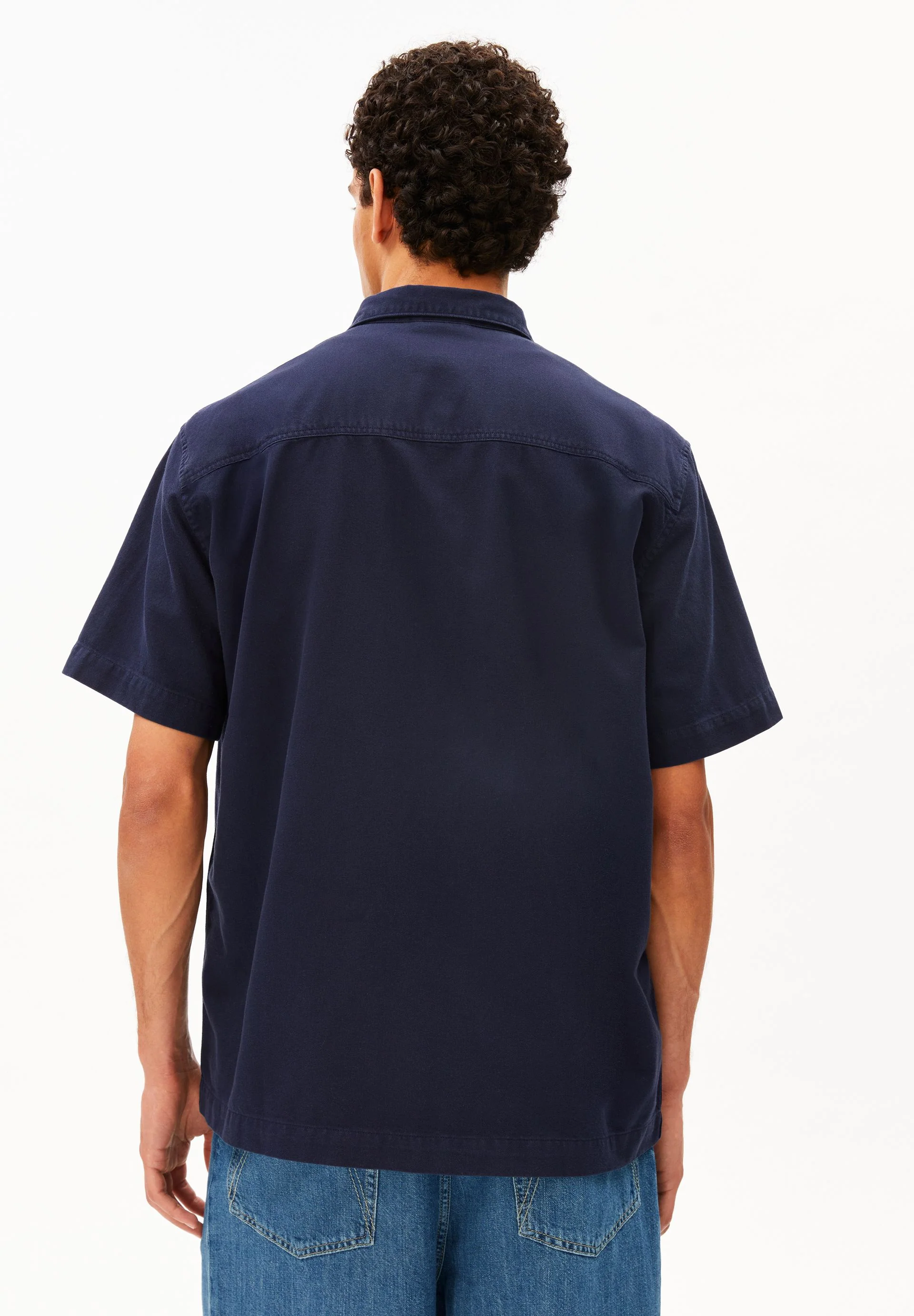 BAUMWOLL-LEINEN KURZARMHEMD | tinted navy - Image 2