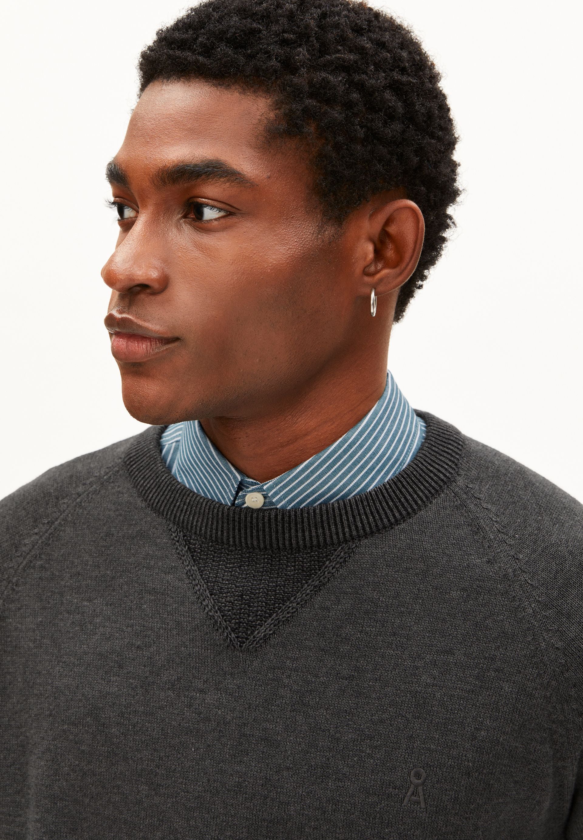 BAUMWOLL-STRICKPULLOVER | mid silver melange-black - Image 3
