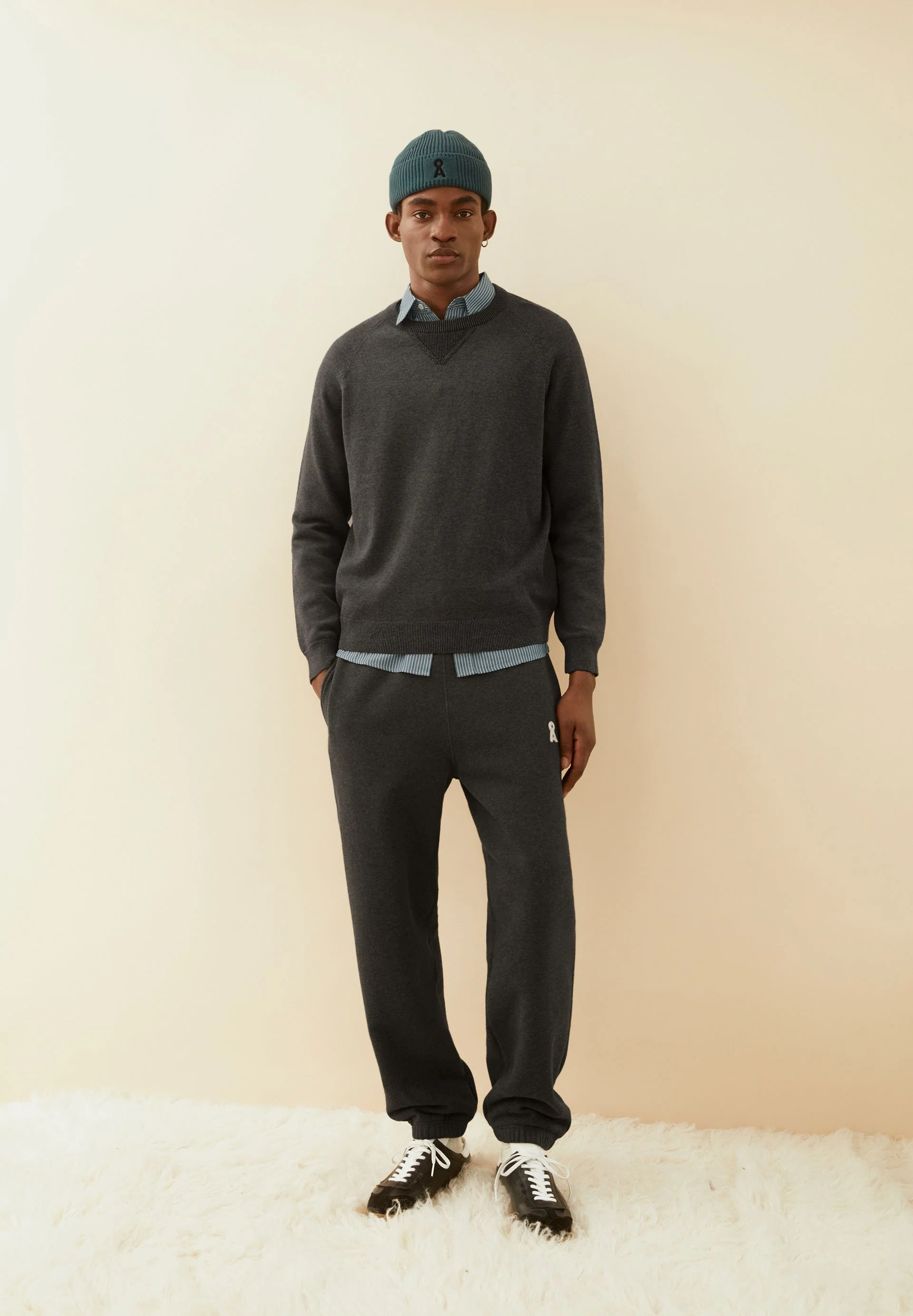 BAUMWOLL-STRICKPULLOVER | mid silver melange-black - Image 4