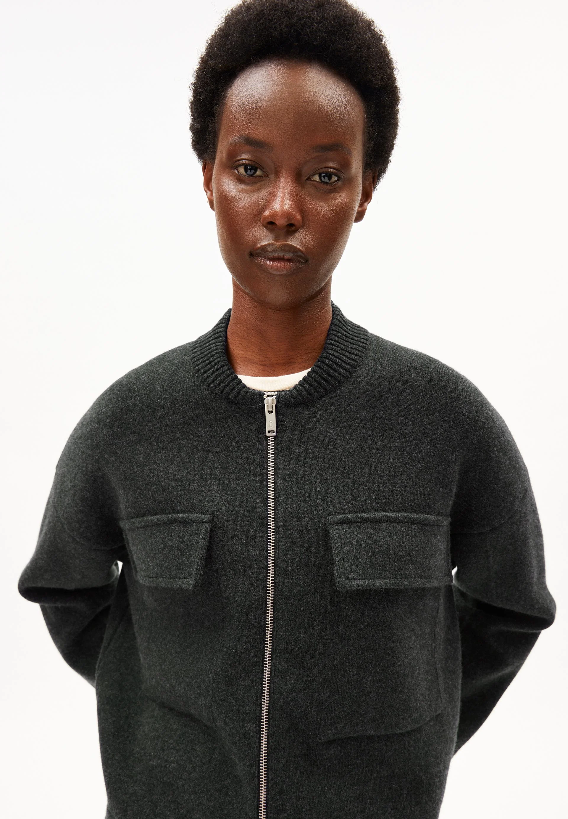 BAUMWOLL-WOLL BOMBERJACKE | steel melange - Image 3