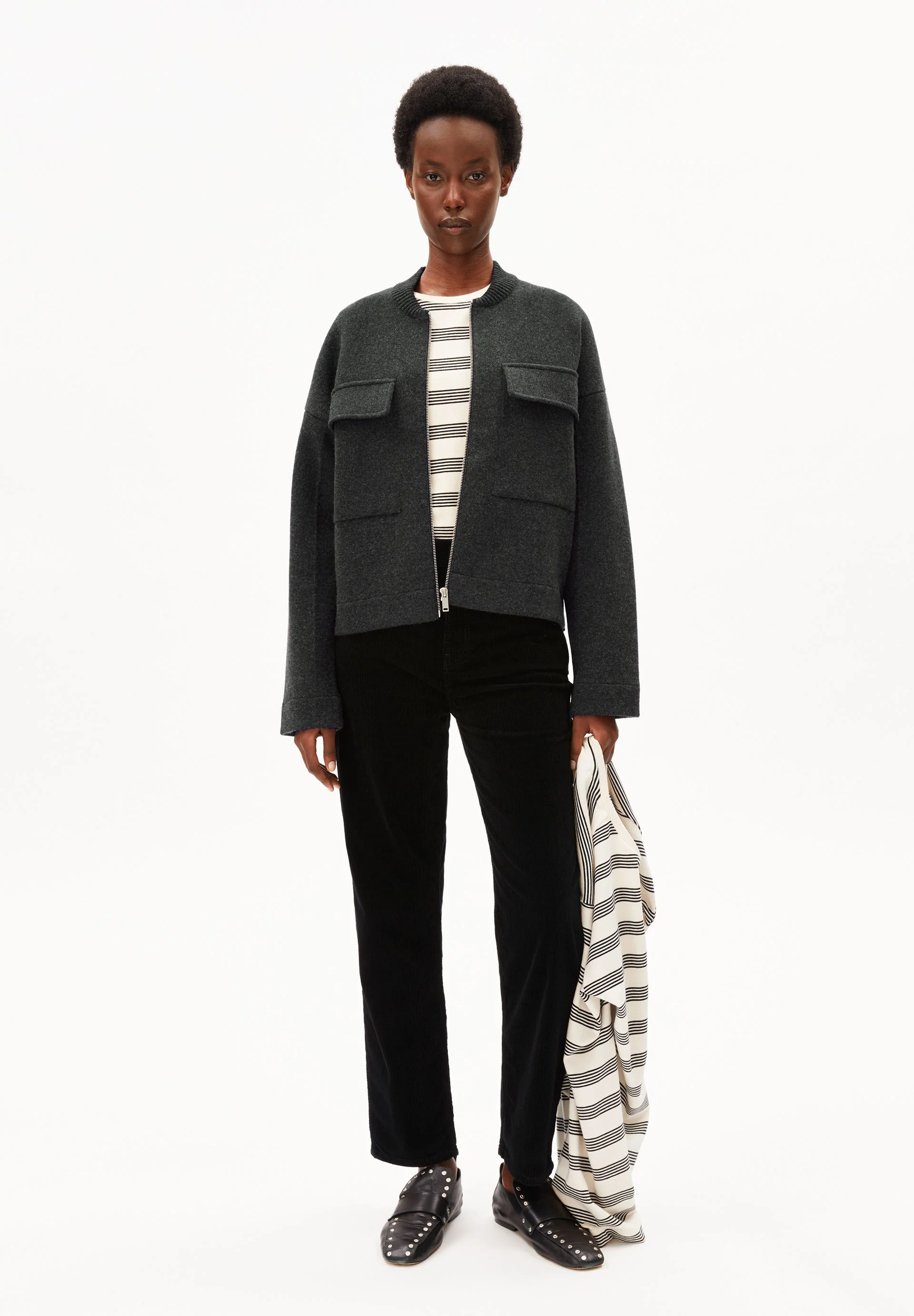 BAUMWOLL-WOLL BOMBERJACKE | steel melange - Image 5