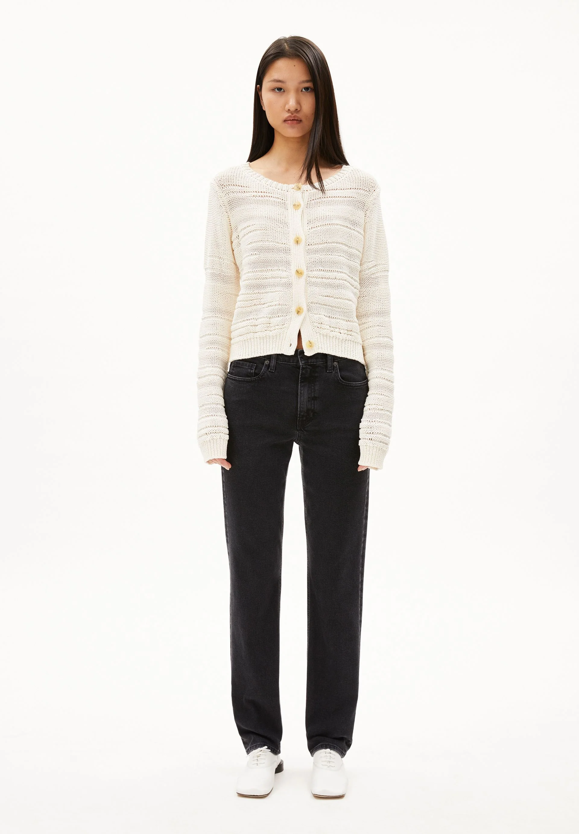 CARENAA MID WAIST STRAIGHT JEANS | ebony - Image 5