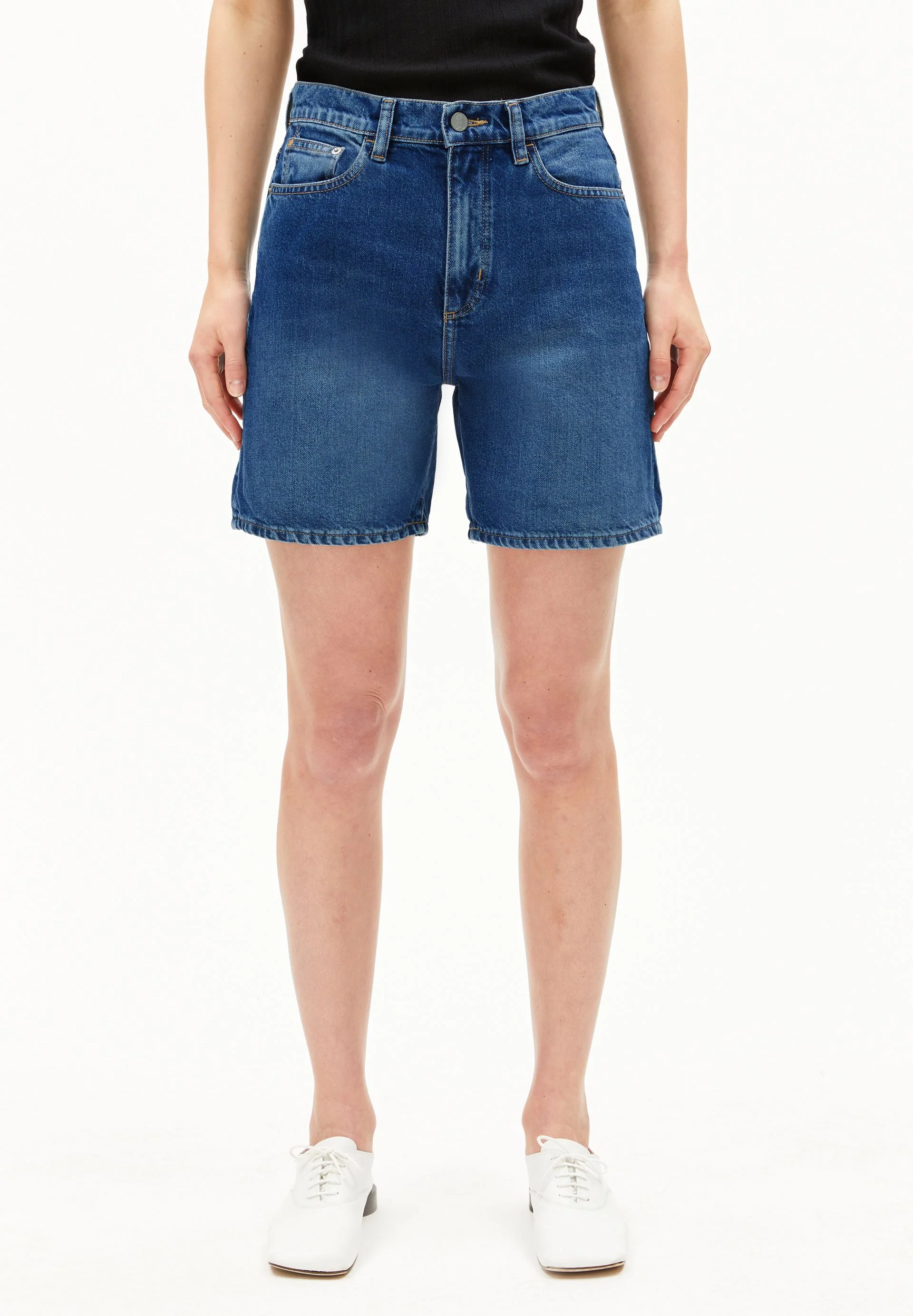 SHEAARI HIGH WAIST JEANS-SHORTS | wavy blue