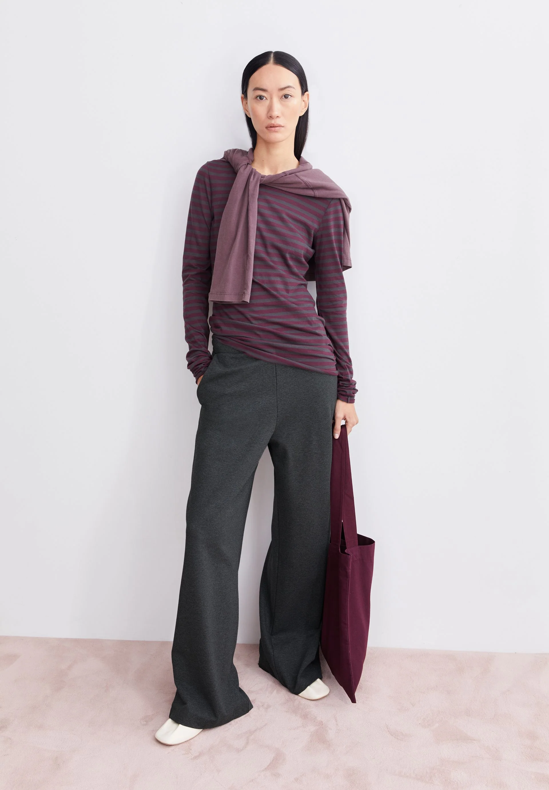 EINIAARA GESTREIFTES LANGARMSHIRT | dark cranberry-dark steel - Image 4