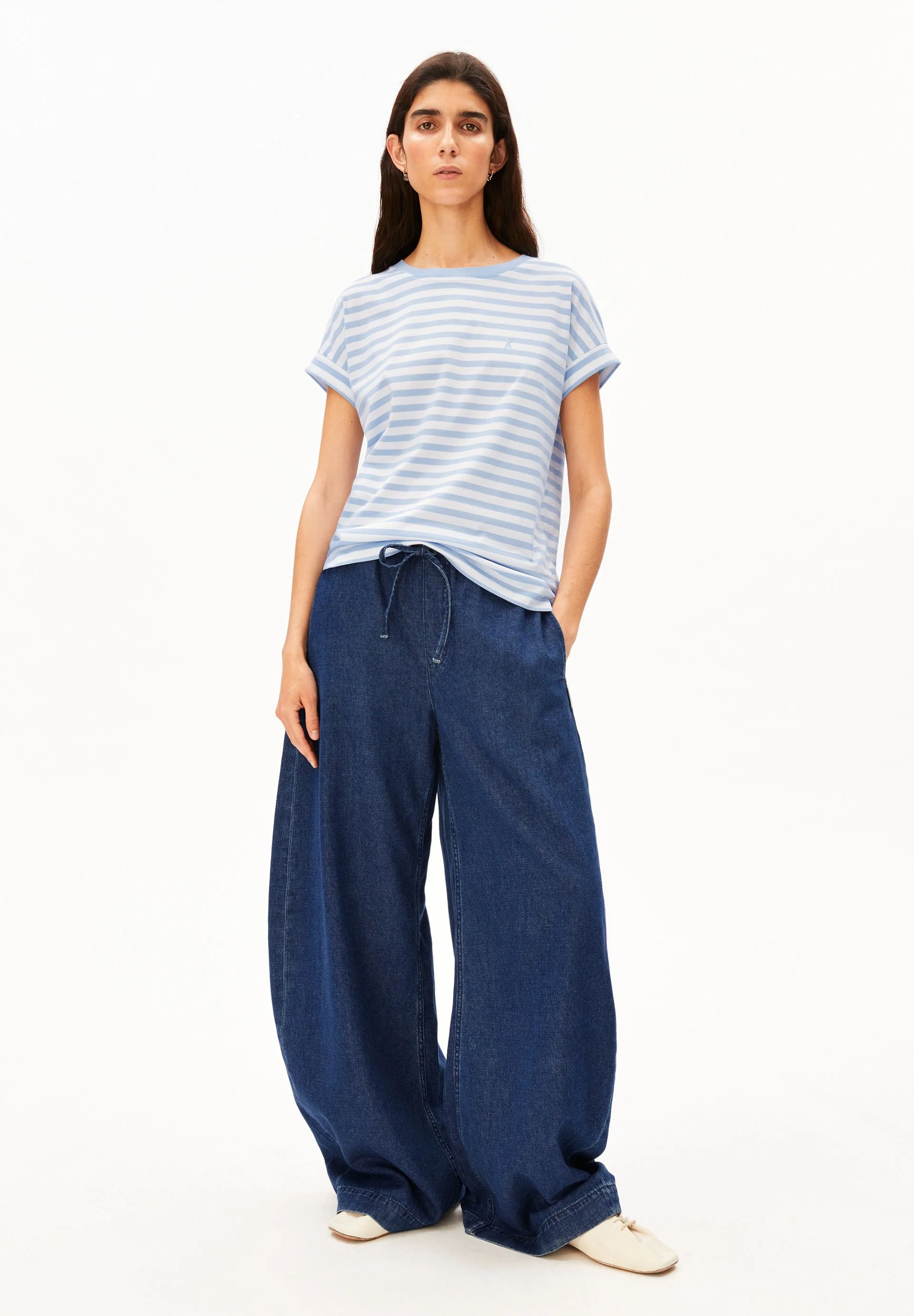 IDAARA GESTREIFTES T-SHIRT | white-soft blue - Image 5