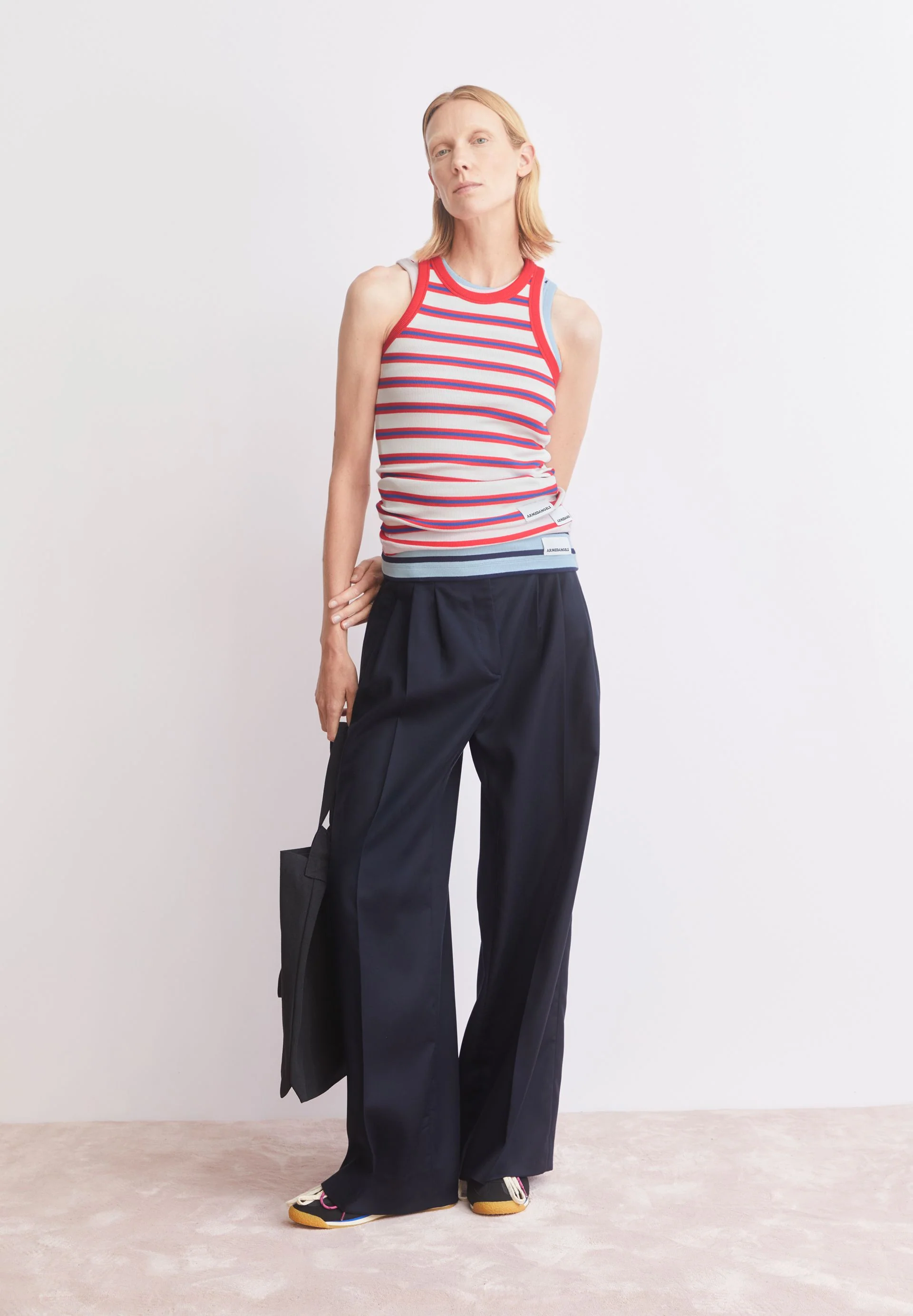 KANITAA GESTREIFTES TOP | light oatmilk-mars red-dynamo blue - Image 4