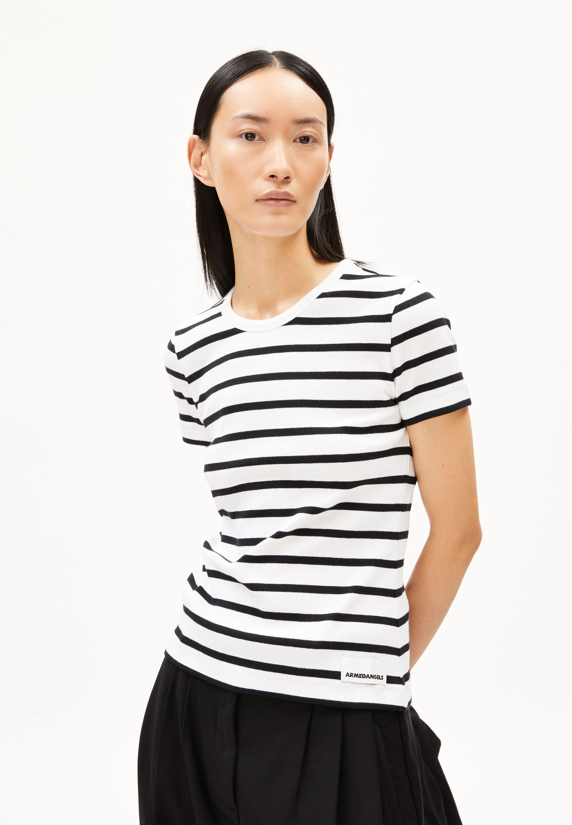 KARDAA GESTREIFTES RIPP-T-SHIRT | white-black