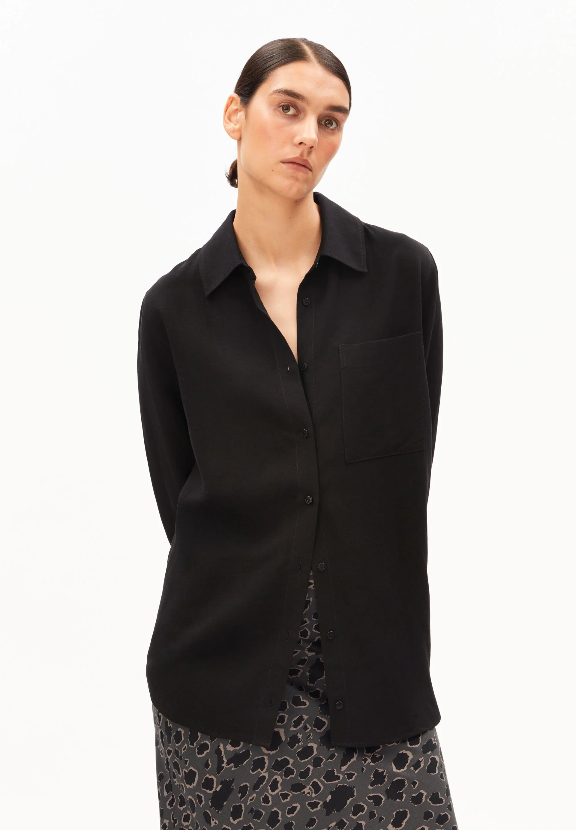LINEN BLEND SHIRT BLOUSE
