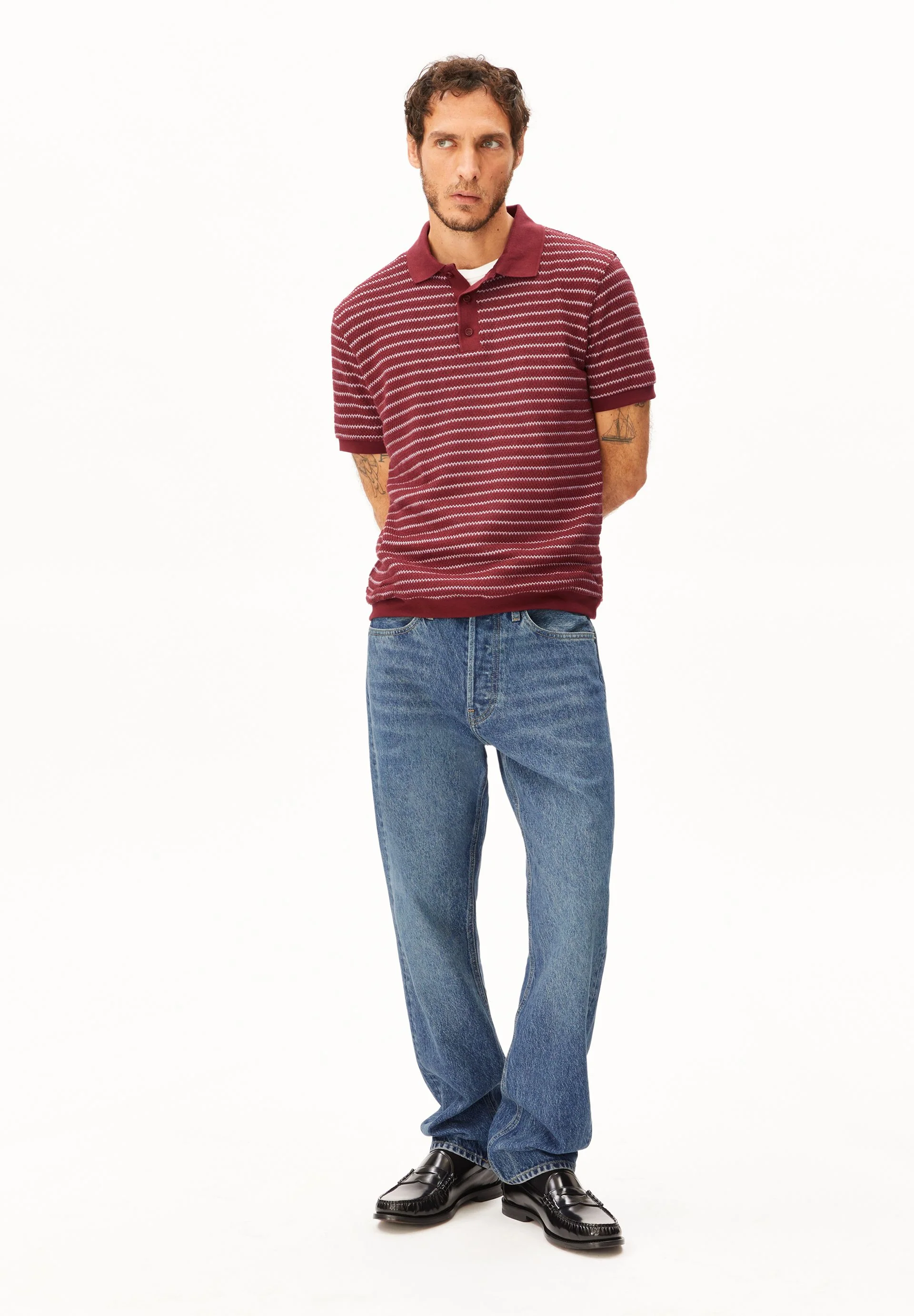 MAARIO STRICK-POLOSHIRT | velvet red-moonlit lilac - Image 5