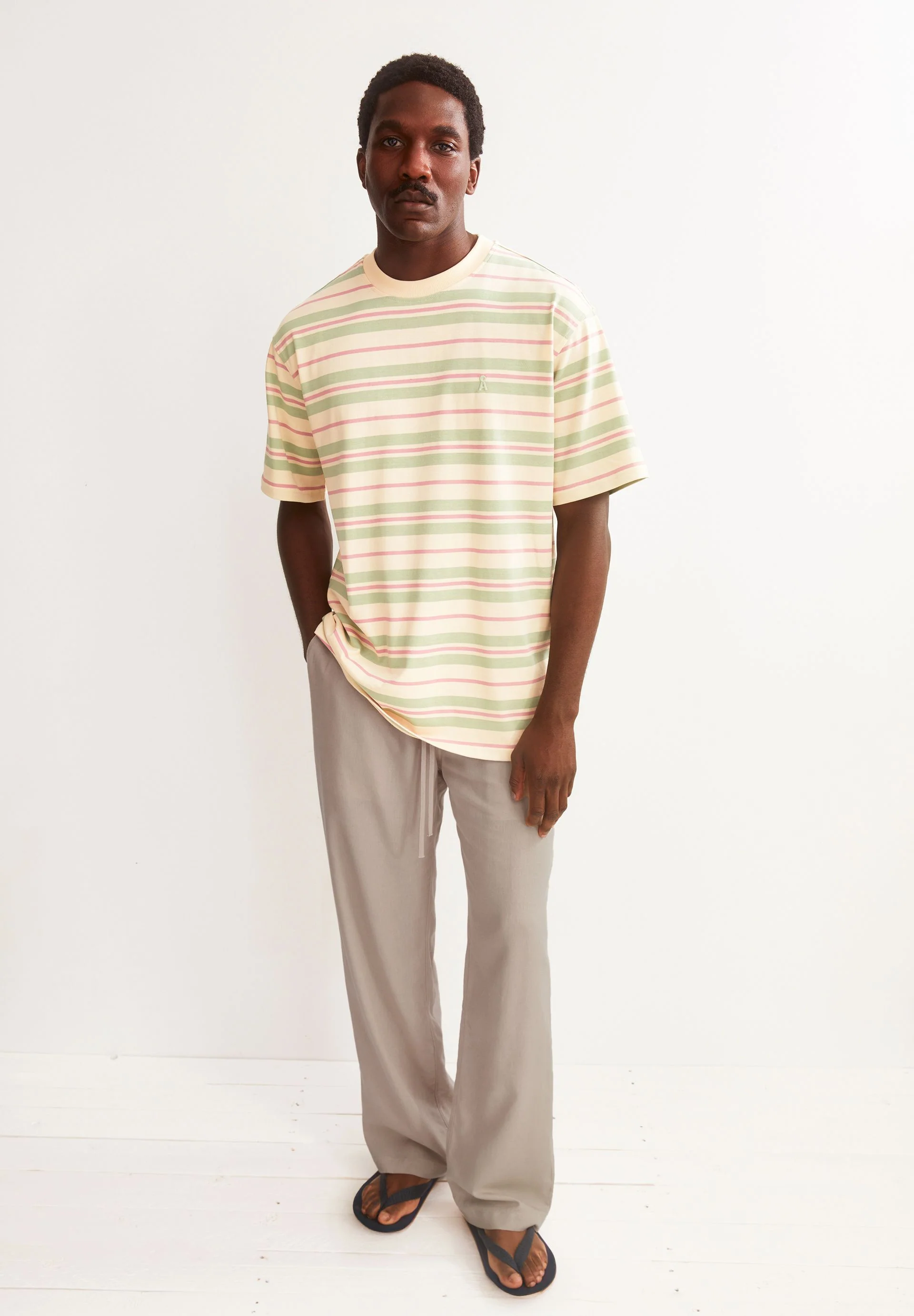 MAARKOS GESTREIFTES T-SHIRT | foam-washed berry - Image 4