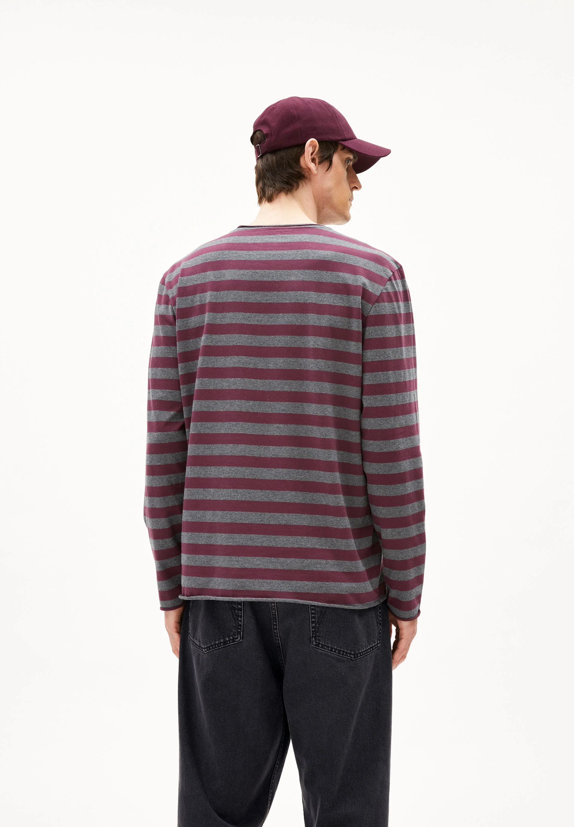 MAARKOS LS STRIPES BR | steel melange-dark cranberry - Image 2