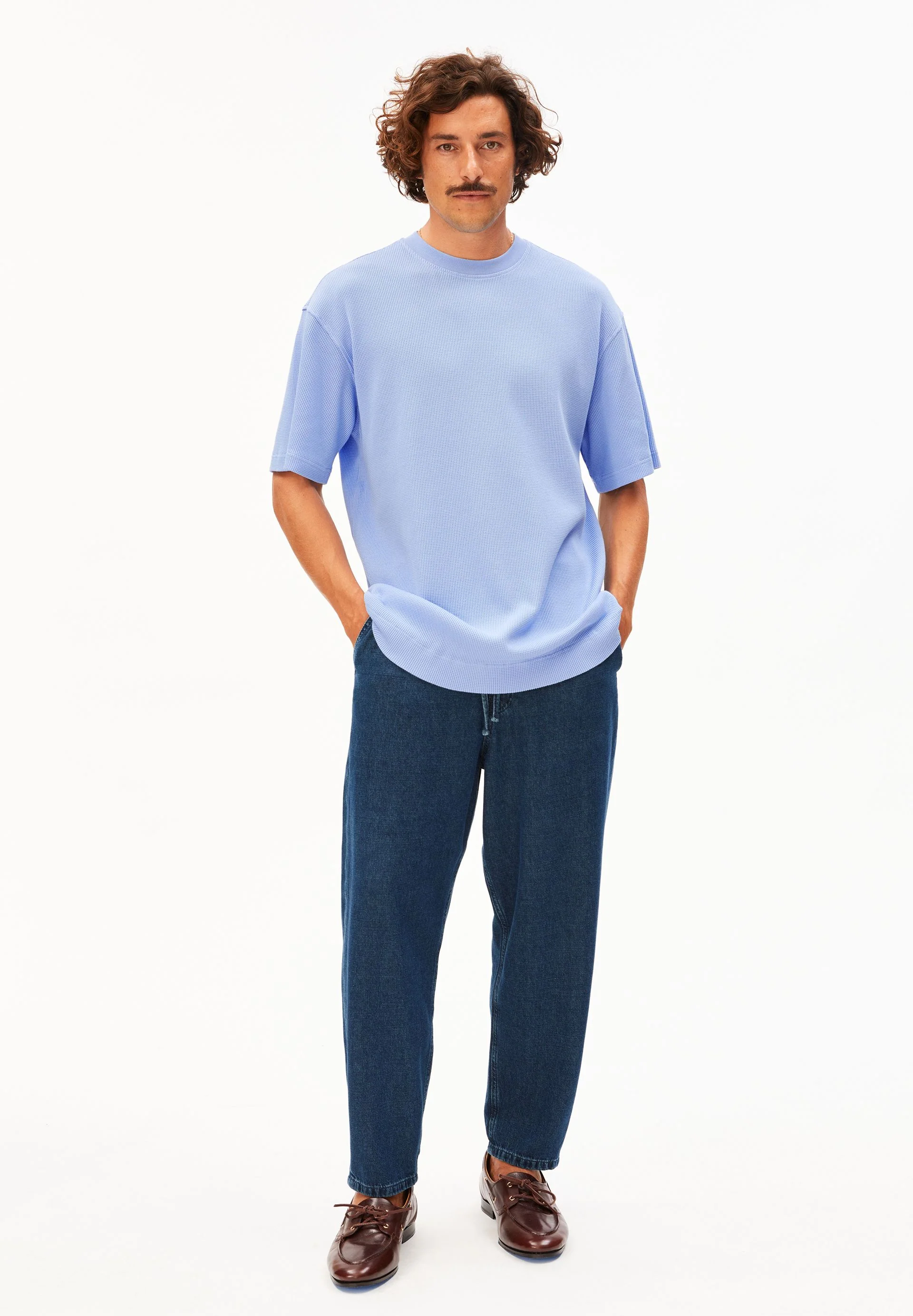 MAARKOS WAFFLE T-SHIRT | wedgwood - Image 5