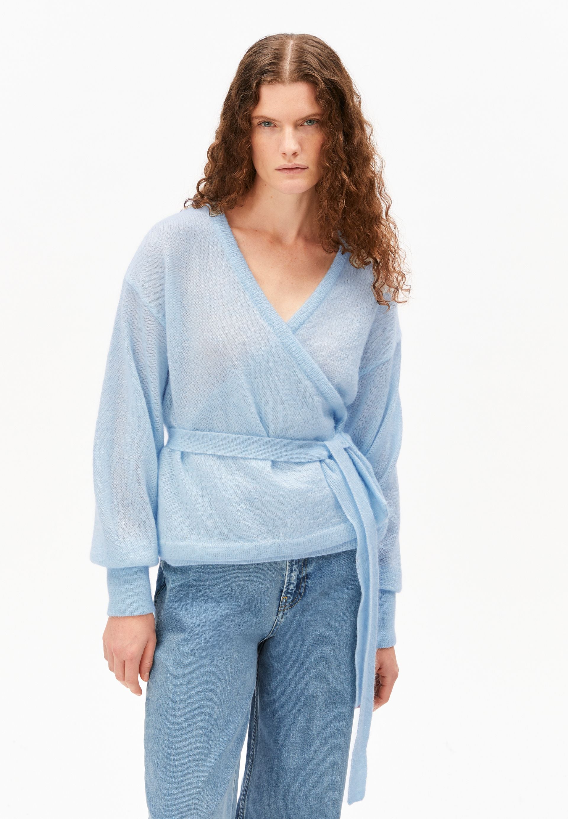 MOHAIR BLEND WRAP CARDIGAN