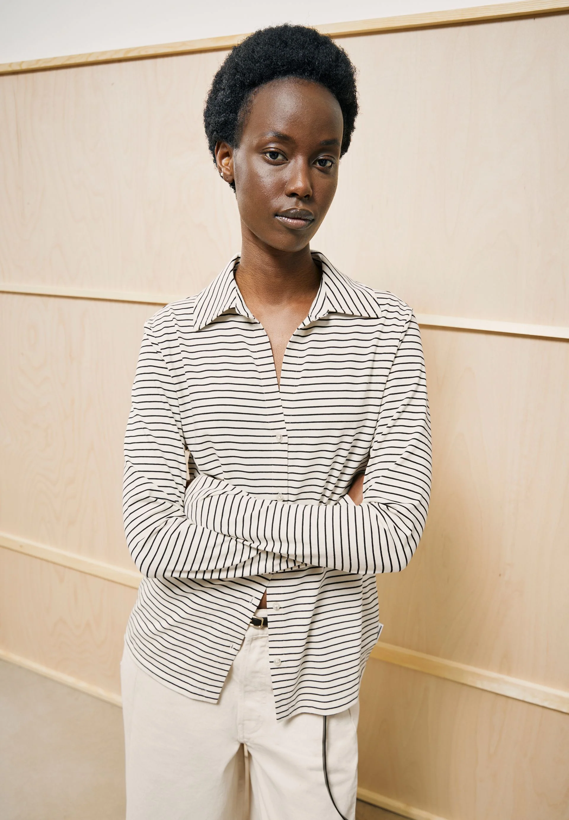 NALAANNIA GESTREIFTE BLUSE | oatmilk-black - Image 4