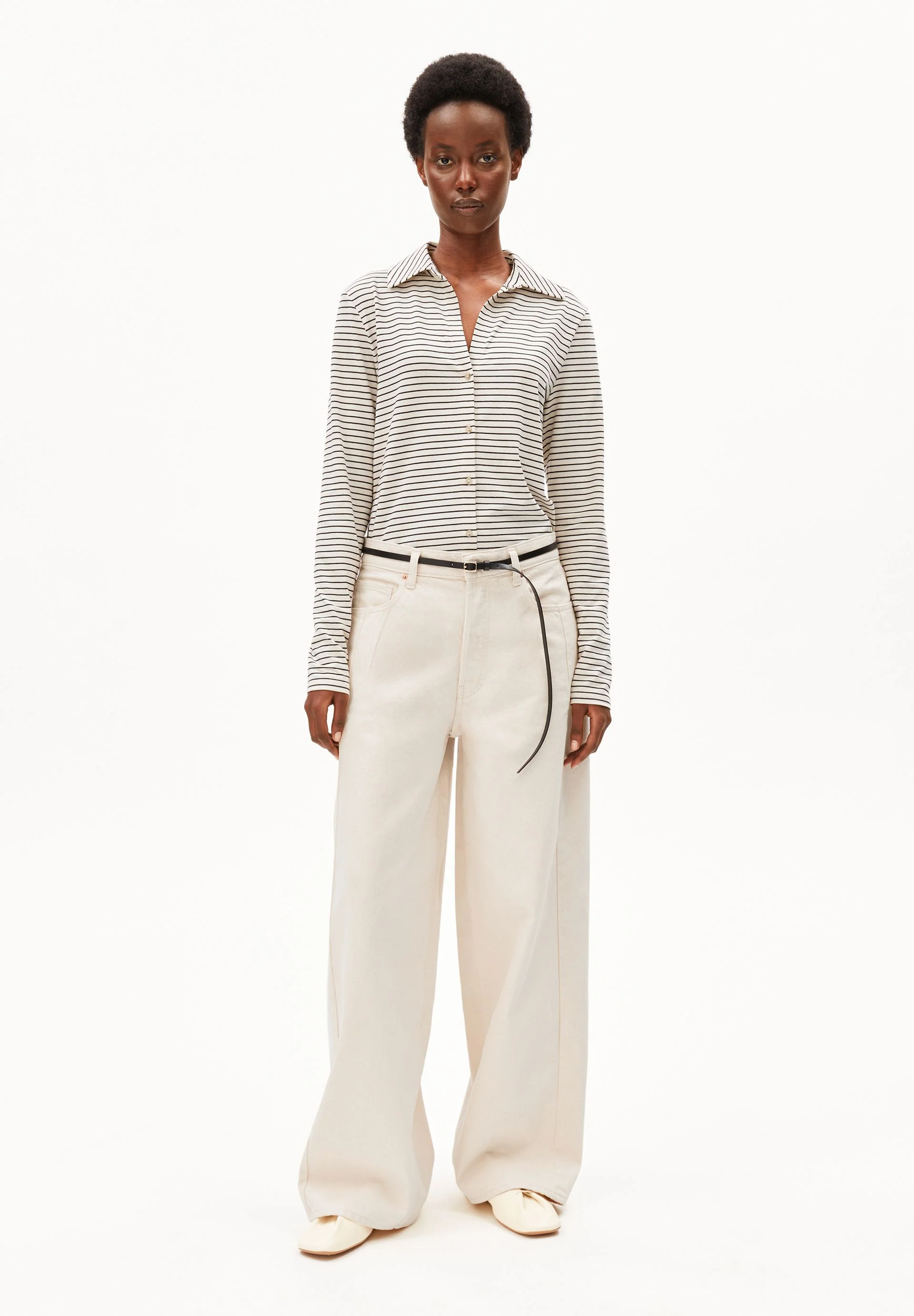 NALAANNIA GESTREIFTE BLUSE | oatmilk-black - Image 5