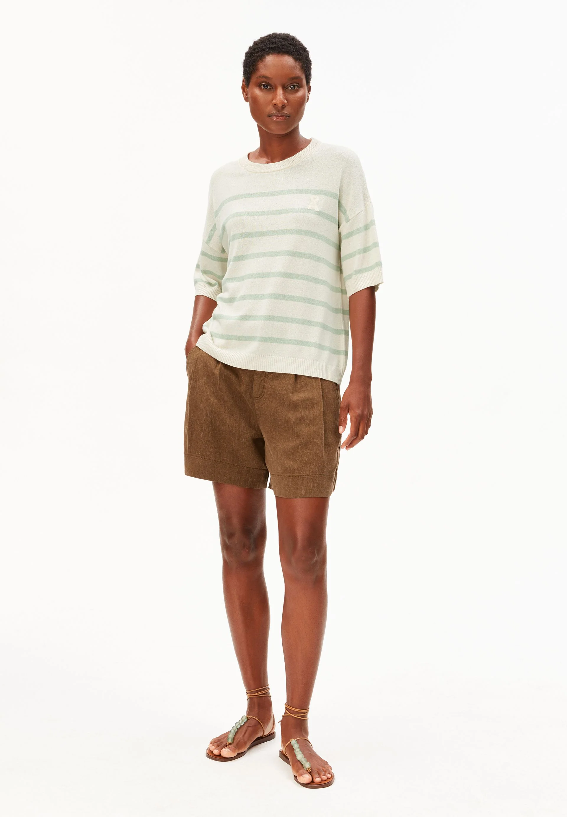 GESTREIFTER LEINEN-MIX PULLOVER | undyed-foam - Image 5