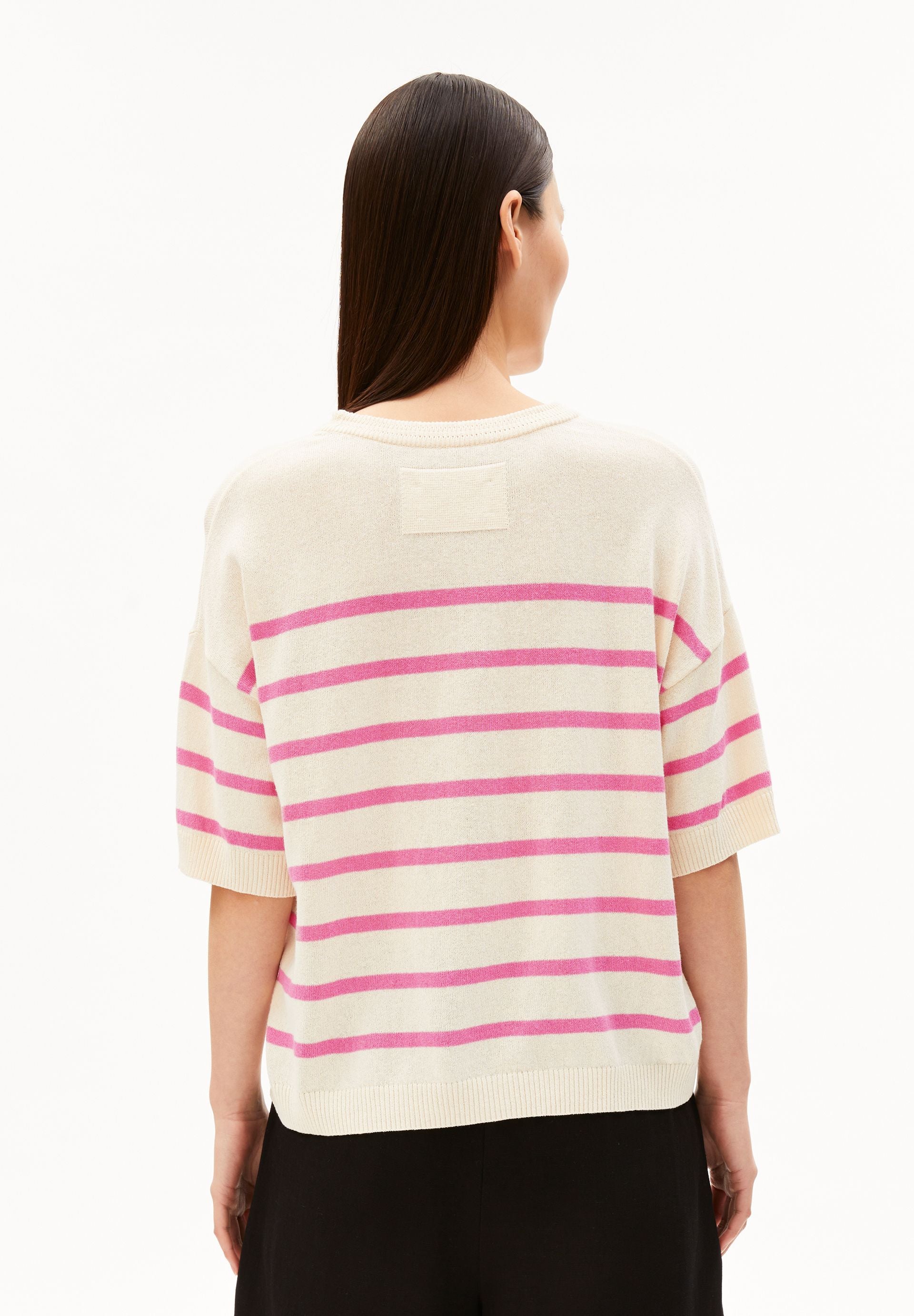 GESTREIFTER LEINEN-MIX PULLOVER | undyed-washed berry - Image 2