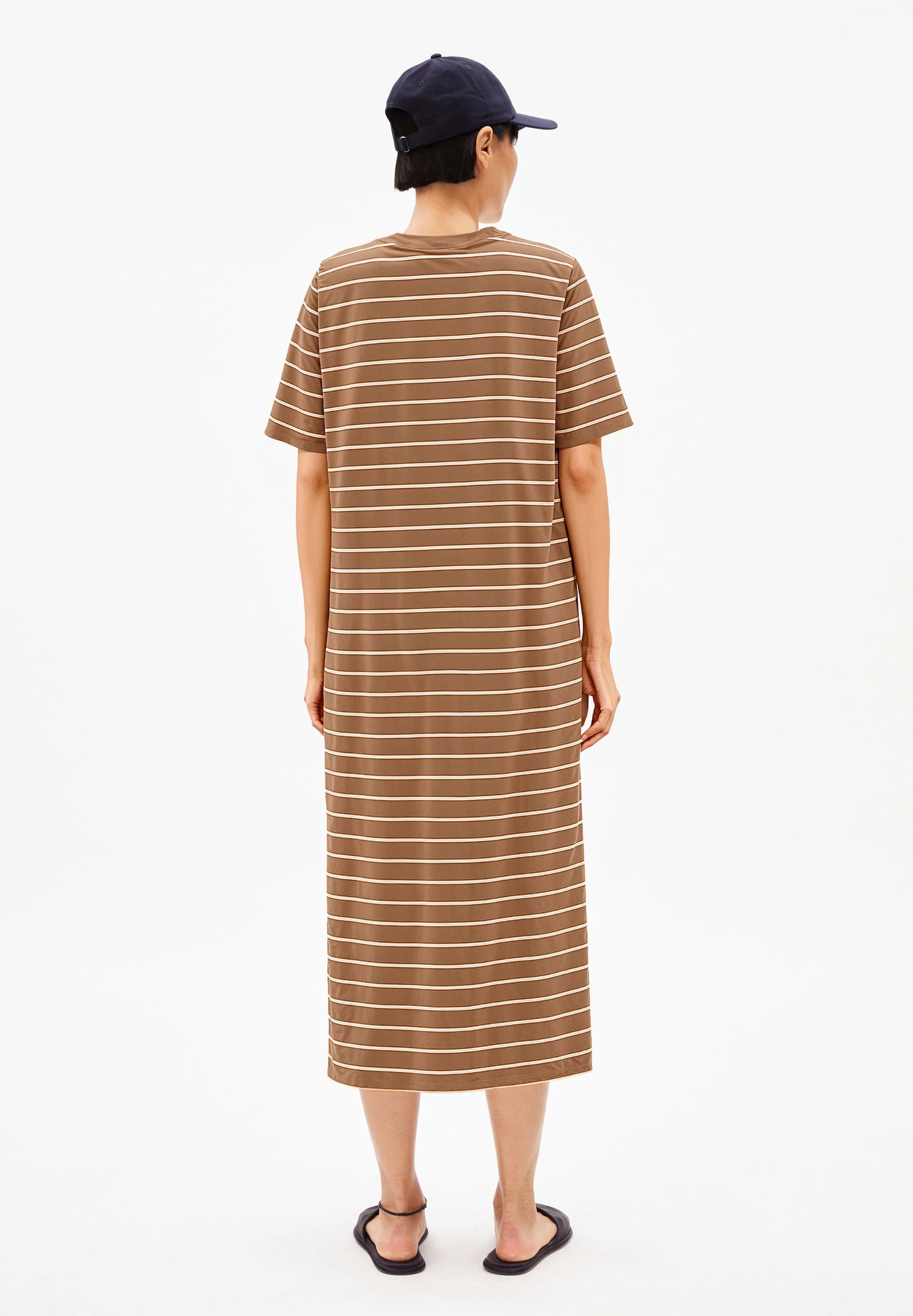 XELINAA FEIN GESTREIFTES MIDI-KLEID | pale umber-undyed - Image 2